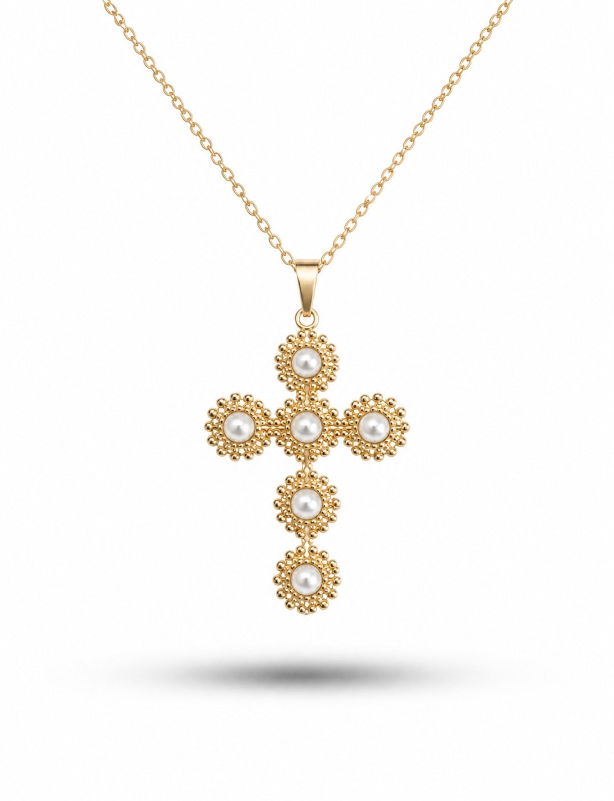 Collar cruz perla
