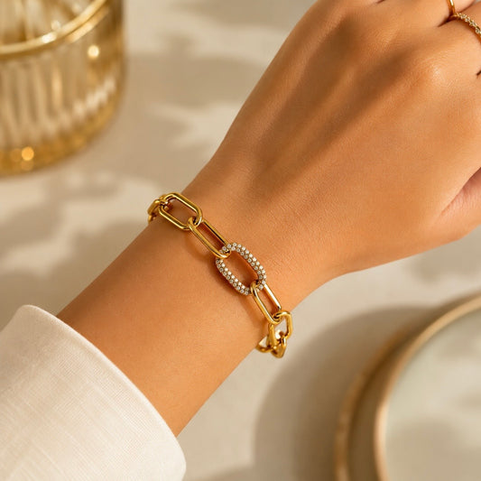 Pulsera eslabón con zircon